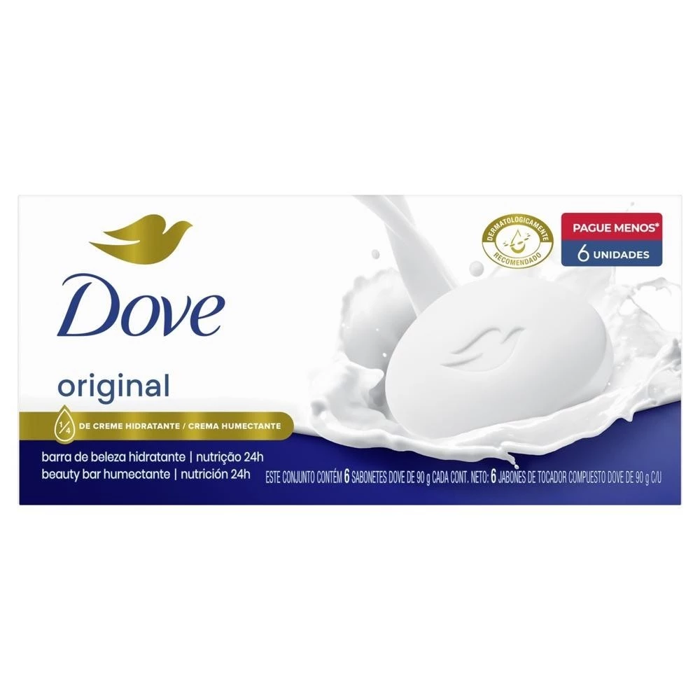 Kit Sabonete em Barra Dove Regular com 6 Unidades