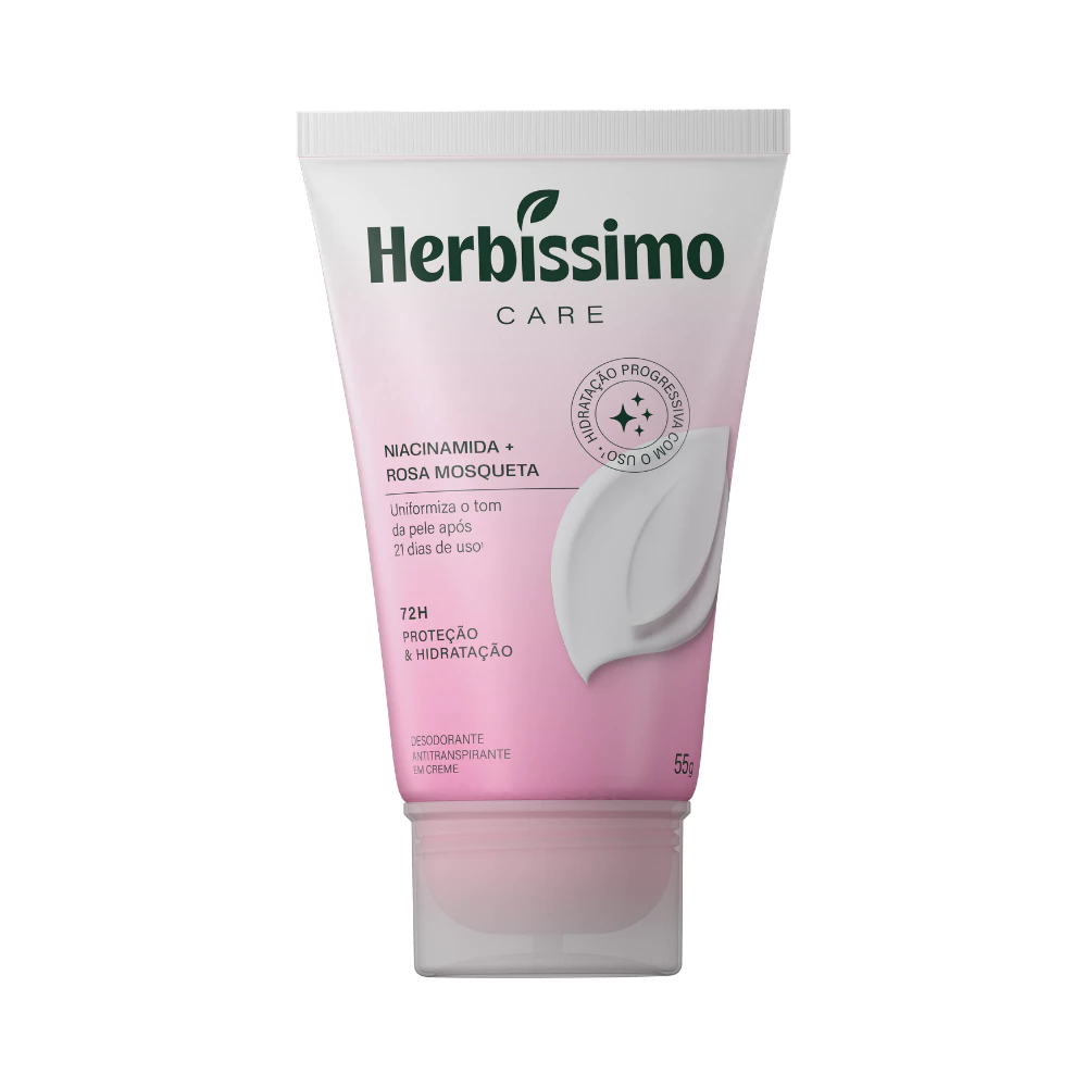 Herbíssimo Creme Desodorante Antitranspirante Rosa Mosqueta e Niacinamida 55g