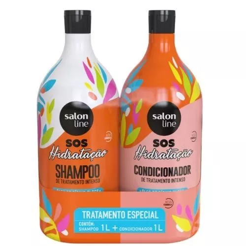 Salon Line Kit S.O.S Óleo de Rícino, Shampoo e Condicionador Litrão